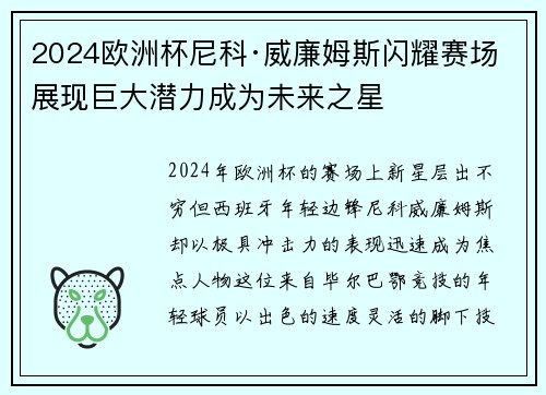 2024欧洲杯尼科·威廉姆斯闪耀赛场展现巨大潜力成为未来之星