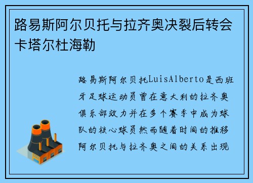路易斯阿尔贝托与拉齐奥决裂后转会卡塔尔杜海勒